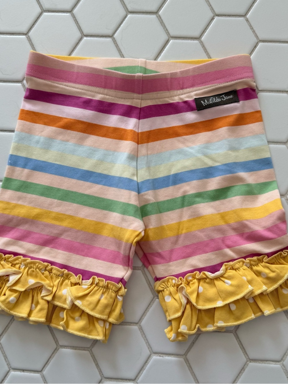 Matilda Jane Pastel Rainbow Stripe Shorts - Pink, Orange, Yellow, Blue, Green